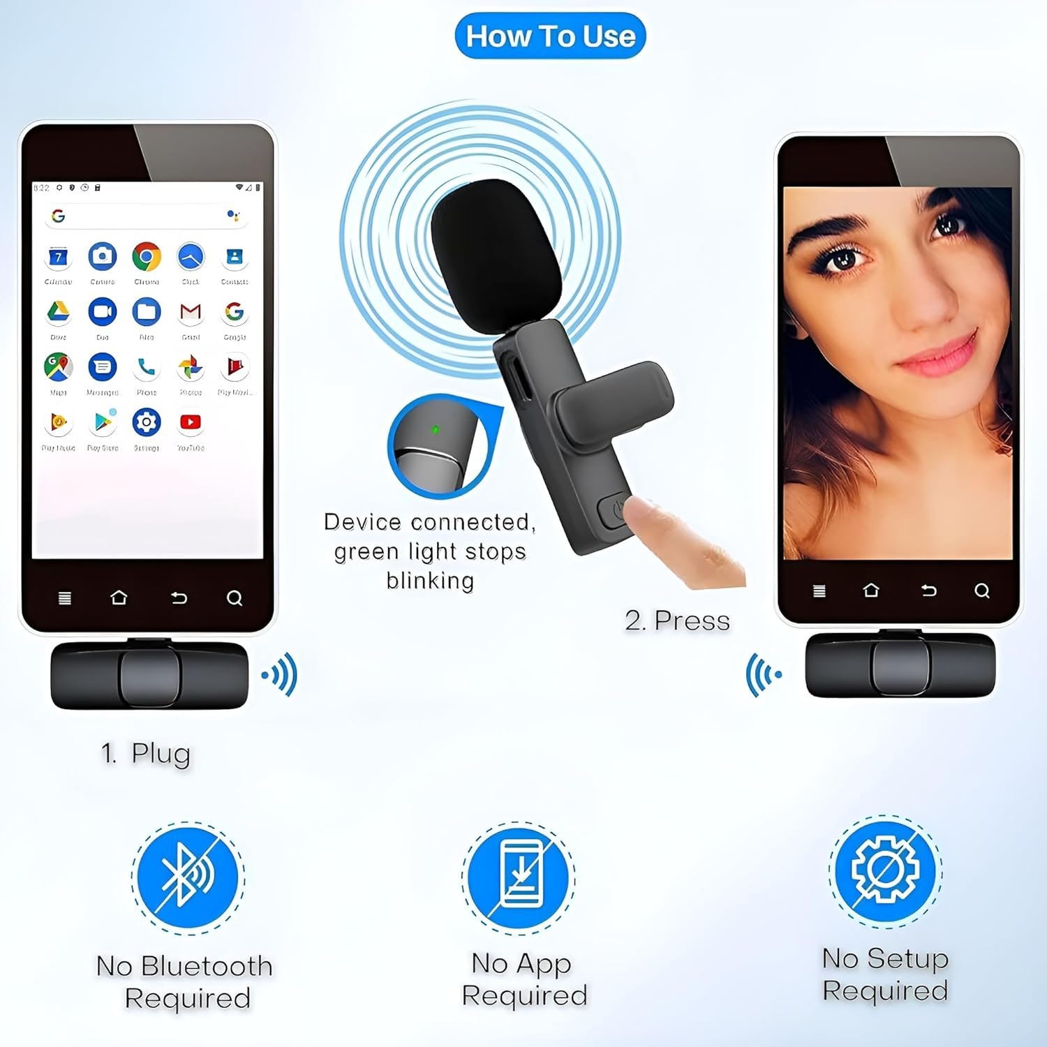 Wireless Microphone for iPhone 15 USB-C Compatible with Samsung s24 & iPhone 15 Series - Image 3