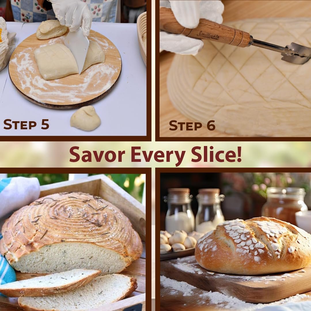 Set of 2 Banneton Bread Proofing Basket with linen Liner - Image 4